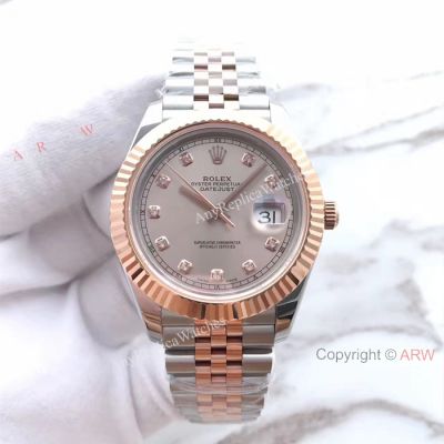 (EW) Replica Rolex 41mm Gray Face Diamond Watch Datejust II ETA3255